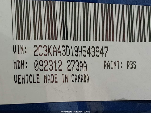 45416540 :رقم المزاد ، 2C3KA43D19H543947 vin ، 2009 Chrysler 300 Lx مزاد بيع