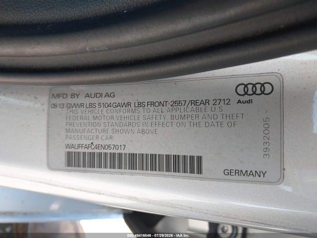 Продаж на аукціоні авто 2014 Audi A6 2.0t Premium, vin: WAUFFAFC4EN057017, номер лоту: 45416546