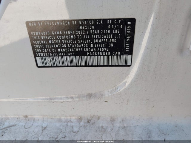 3VW2K7AJ1EM427403 Volkswagen Jetta 2.0l S