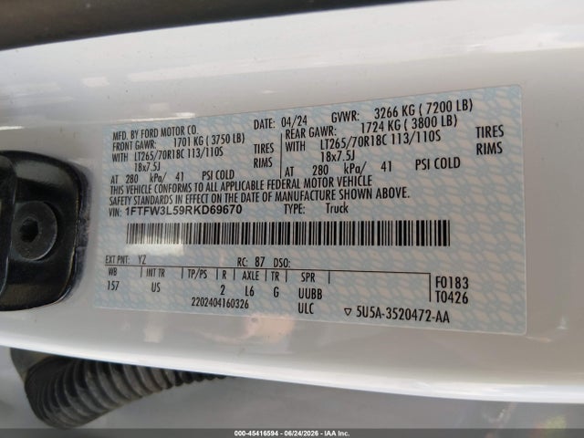 Ford F-150 Xlt 2024 1FTFW3L59RKD69670 Image 9