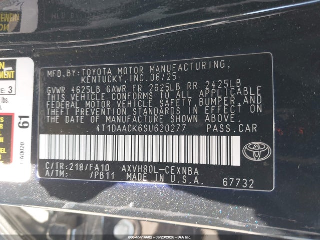 Toyota CAMRY LE 2025 4T1DAACK6SU620277 Image 9