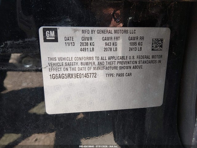 45416640 :رقم المزاد ، 1G6AG5RX9E0145772 vin ، 2014 Cadillac Ats Standard مزاد بيع