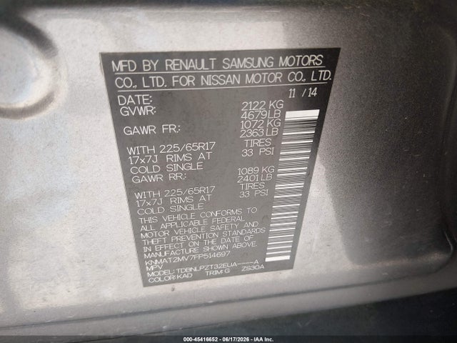 KNMAT2MV7FP514697 Nissan ROGUE S
