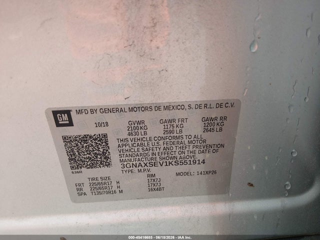 Chevrolet EQUINOX LS 2019 3GNAXSEV1KS551914 Image 9