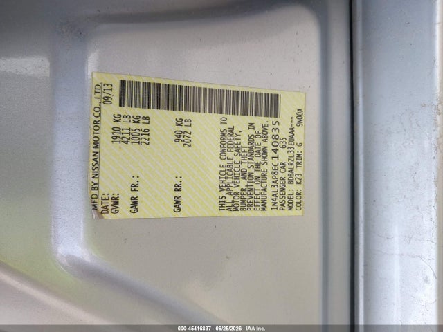Nissan Altima 2.5 S 2014 1N4AL3AP8EC140835 Image 9