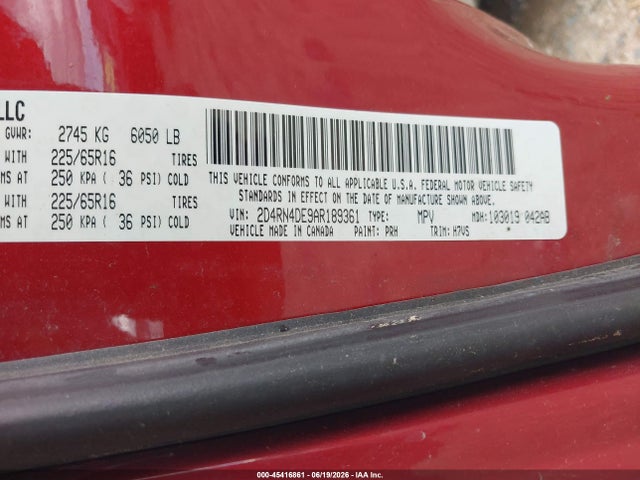 Auction sale of the 2010 Dodge Grand Caravan Se, vin: 2D4RN4DE9AR189361, lot number: 45416861