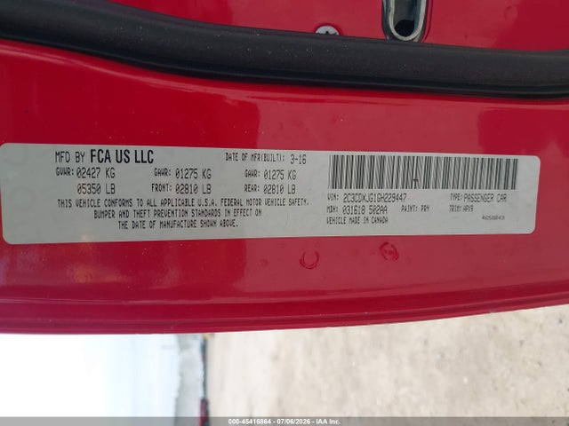 2016 Dodge Charger Sxt მანქანა იყიდება აუქციონზე, vin: 2C3CDXJG1GH229447, აუქციონის ნომერი: 45416864