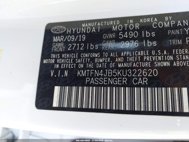 Aukcja sprzedaży 2019 Genesis G80 3.3t Sport, vin: KMTFN4JB5KU322620, numer aukcji: 45416980