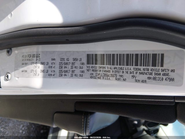 Продажа на аукционе авто 2016 Jeep Cherokee Latitude, vin: 1C4PJLCB9GW135673, номер лота: 45416986