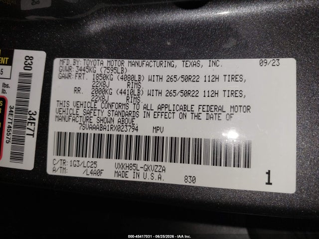 Toyota Sequoia Capstone 2024 7SVAAABA1RX023794 Image 9