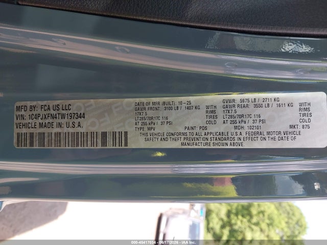 Продаж на аукціоні авто 2026 Jeep Wrangler Rubicon 4x4, vin: 1C4PJXFN4TW197344, номер лоту: 45417034