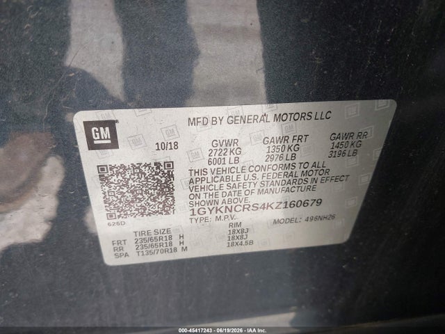 Продажа на аукционе авто 2019 Cadillac Xt5 Luxury, vin: 1GYKNCRS4KZ160679, номер лота: 45417243