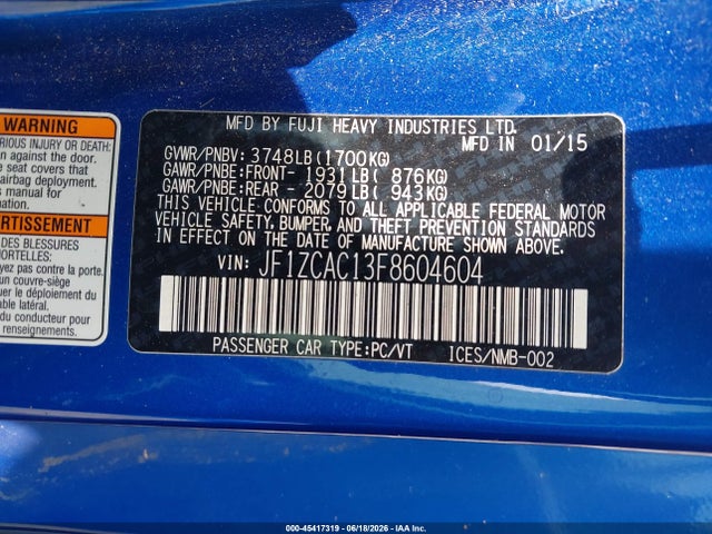 Subaru Brz Limited 2015 JF1ZCAC13F8604604 Image 9