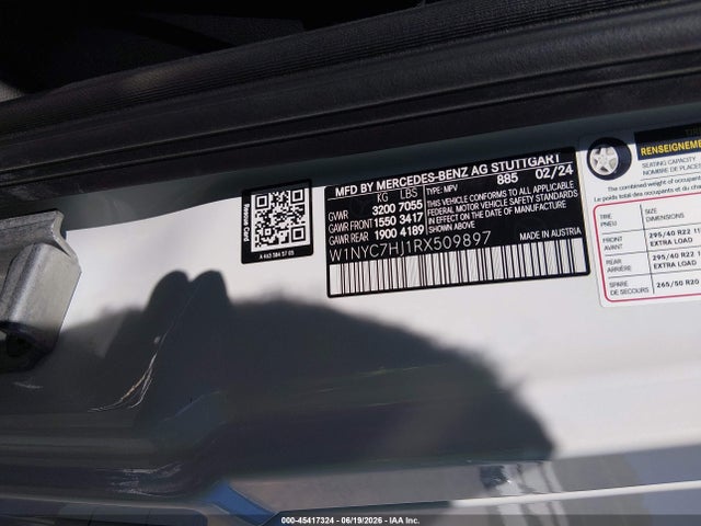 45417324 :رقم المزاد ، W1NYC7HJ1RX509897 vin ، 2024 Mercedes-benz Amg G 63 4matic مزاد بيع