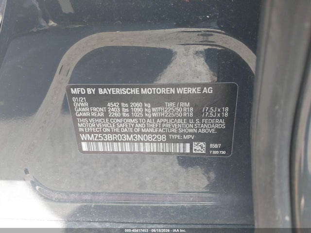 Продажа на аукционе авто 2021 Mini Countryman Cooper S, vin: WMZ53BR03M3N08298, номер лота: 45417453