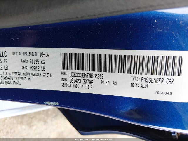 Aukcja sprzedaży 2015 Chrysler 200 S, vin: 1C3CCCBB4FN610200, numer aukcji: 45417667