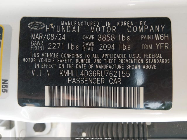 Продаж на аукціоні авто 2024 Hyundai Elantra Se, vin: KMHLL4DG6RU762155, номер лоту: 45417684