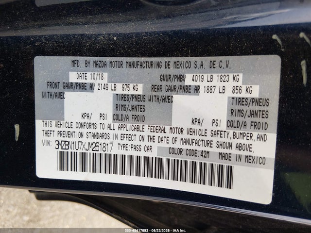Mazda Mazda3 Sport 2018 3MZBN1U7XJM261817 Image 9