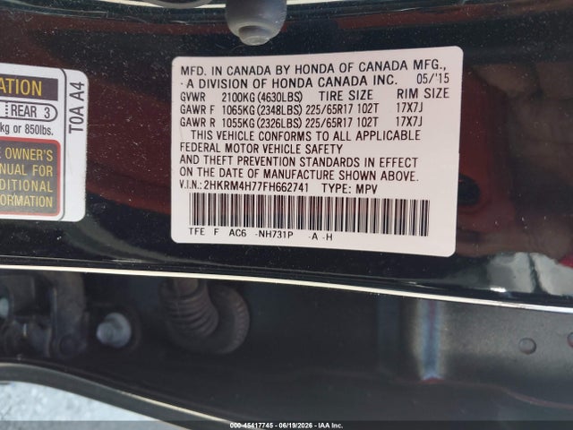 Honda Cr-v Ex-l 2015 2HKRM4H77FH662741 Image 9