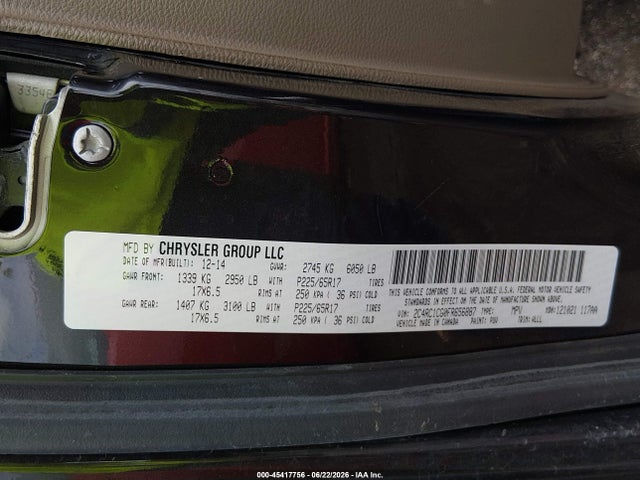 45417756 :رقم المزاد ، 2C4RC1CG0FR656887 vin ، 2015 Chrysler Town & Country Touring-l مزاد بيع
