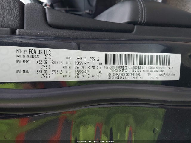 Aukcja sprzedaży 2015 Jeep Grand Cherokee Laredo, vin: 1C4RJFAG7FC237448, numer aukcji: 45417761