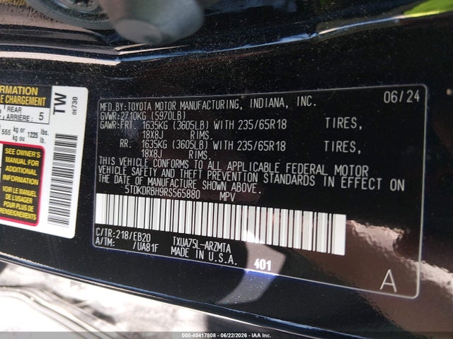 Toyota Highlander Xle 2024 5TDKDRBH9RS565880 Image 9