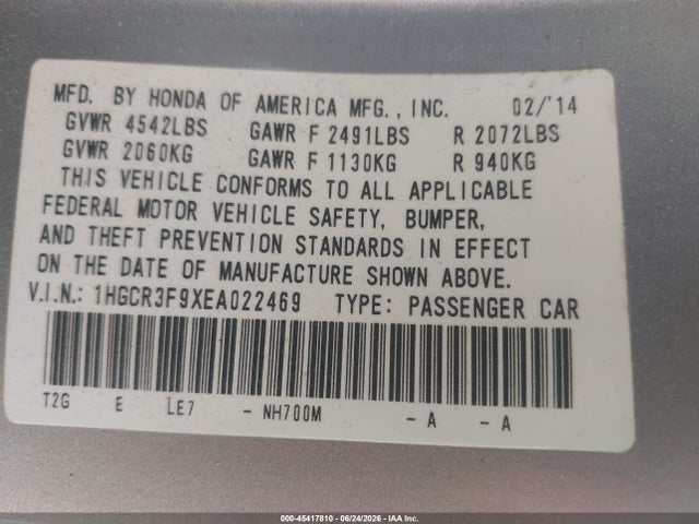 1HGCR3F9XEA022469 Honda Accord Touring