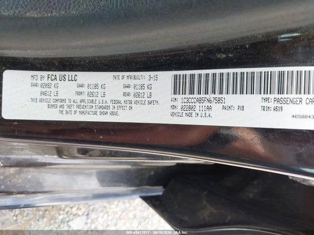 2015 Chrysler 200 Limited მანქანა იყიდება აუქციონზე, vin: 1C3CCCAB5FN675851, აუქციონის ნომერი: 45417817