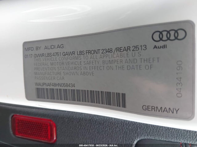 45417835 :رقم المزاد ، WAUENAF48JA058129 vin ، 2018 Audi A4 2.0t Premium/2.0t Tech Premium مزاد بيع