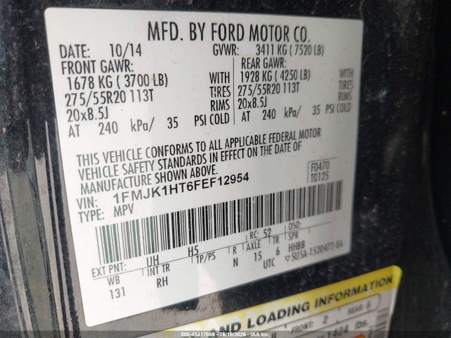 1FMJK1HT6FEF12954 Ford Expedition El King Ranch