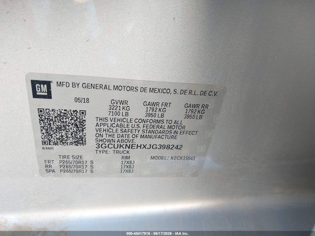 3GCUKNEHXJG398242 Chevrolet Silverado 1500 Work Truck