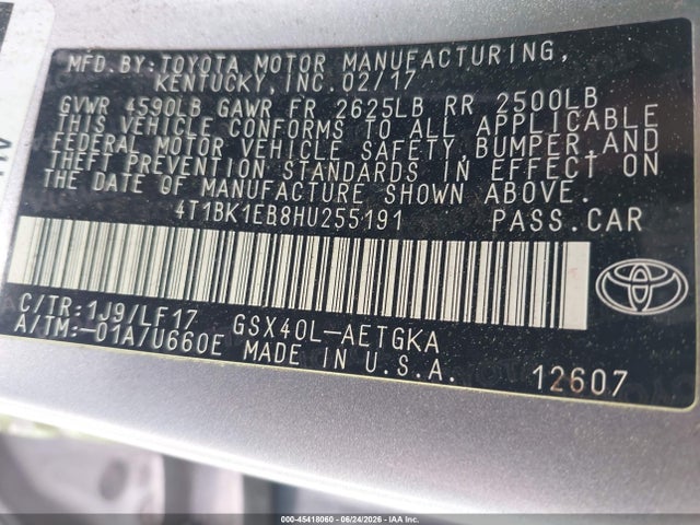Toyota Avalon Xle Plus 2017 4T1BK1EB8HU255191 Image 9