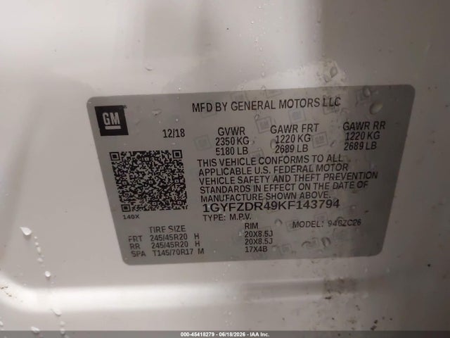Продаж на аукціоні авто 2019 Cadillac Xt4 Premium Luxury, vin: 1GYFZDR49KF143794, номер лоту: 45418279
