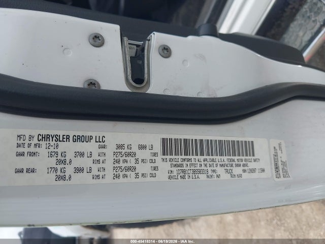 2011 Ram Ram 1500 Slt მანქანა იყიდება აუქციონზე, vin: 1D7RB1CT3BS583318, აუქციონის ნომერი: 45418314