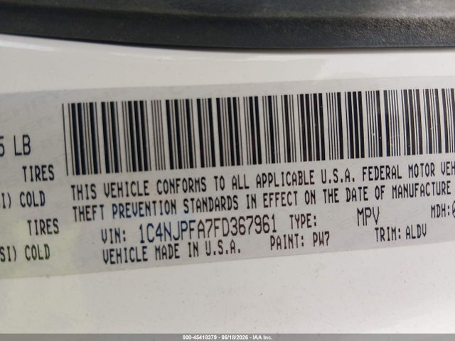 Jeep Patriot High Altitude Edition 2015 1C4NJPFA7FD367961 Image 9