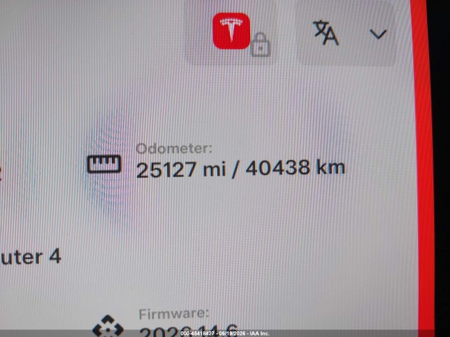 45418427 :رقم المزاد ، 7SAYGDEE6SA358282 vin ، 2025 Tesla Model Y Long Range Dual Motor All-wheel Drive مزاد بيع