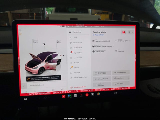45418427 :رقم المزاد ، 7SAYGDEE6SA358282 vin ، 2025 Tesla Model Y Long Range Dual Motor All-wheel Drive مزاد بيع
