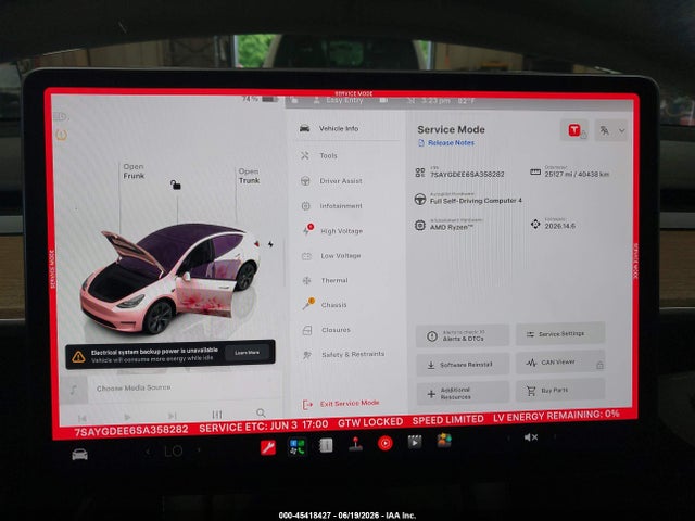 45418427 :رقم المزاد ، 7SAYGDEE6SA358282 vin ، 2025 Tesla Model Y Long Range Dual Motor All-wheel Drive مزاد بيع