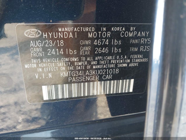 Продажа на аукционе авто 2019 Genesis G70 2.0t Advanced, vin: KMTG34LA3KU021018, номер лота: 45418436
