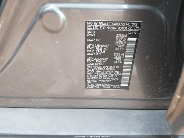Nissan ROGUE SV 2019 KNMAT2MT7KP537907 Image 9