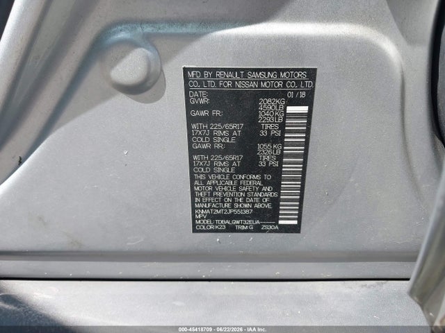 Продажа на аукционе авто 2018 Nissan Rogue Sv, vin: KNMAT2MT2JP551387, номер лота: 45418709