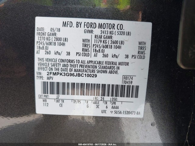Ford EDGE SE 2018 2FMPK3G96JBC10029 Image 9