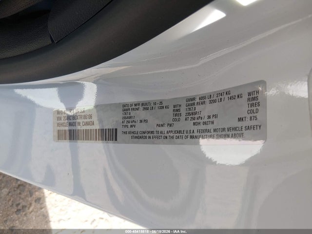 Продажа на аукционе авто 2026 Chrysler Pacifica Select, vin: 2C4RC1BGXTR186106, номер лота: 45418818
