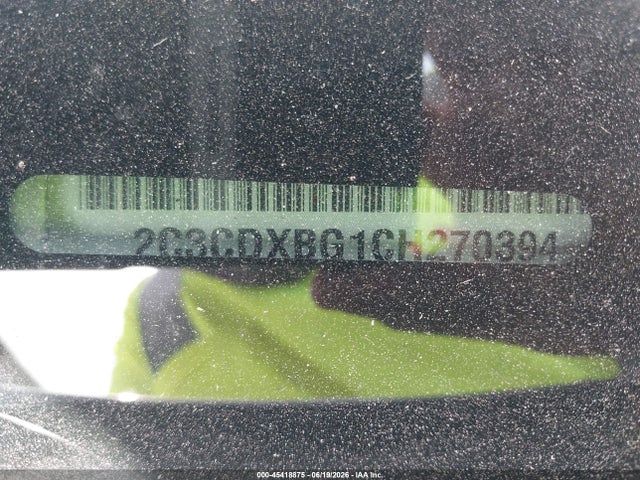 45418875 :رقم المزاد ، 2C3CDXBG1CH270394 vin ، 2012 Dodge Charger Se مزاد بيع