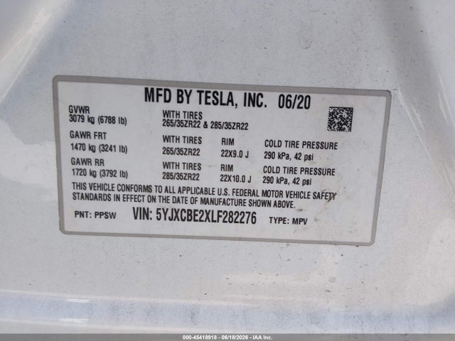 5YJXCBE2XLF282276 Tesla Model X Long Range Dual Motor All-wheel Drive/long Range Plus Dual Motor All-wheel Drive