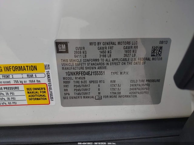 Chevrolet Traverse Ls 2014 1GNKRFED4EJ155351 Image 9