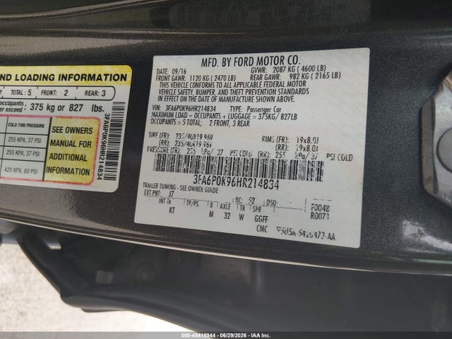 Ford Fusion Titanium 2017 3FA6P0K96HR214834 Image 9