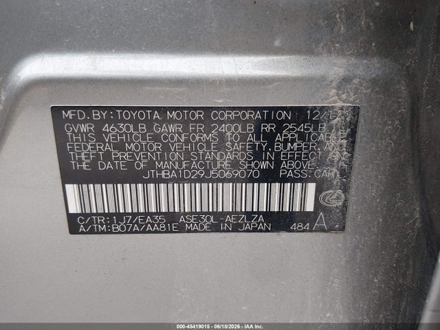 Продаж на аукціоні авто 2018 Lexus Is 300, vin: JTHBA1D29J5069070, номер лоту: 45419015