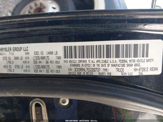 Продажа на аукционе авто 2014 Ram 3500 Longhorn, vin: 3C63RRNL7EG326737, номер лота: 45419049