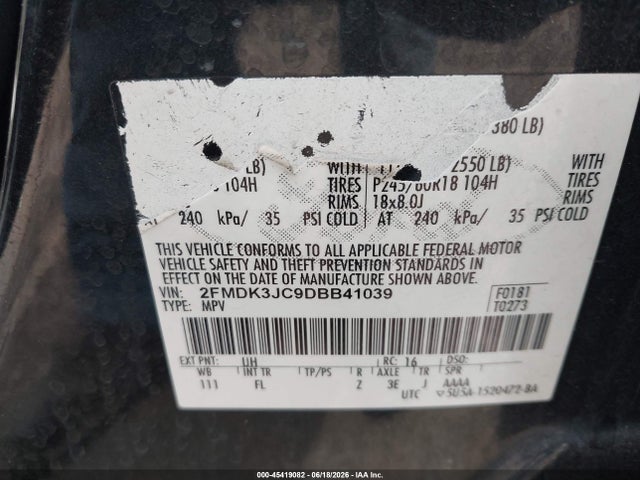 Aukcja sprzedaży 2013 Ford Edge Sel, vin: 2FMDK3JC9DBB41039, numer aukcji: 45419082